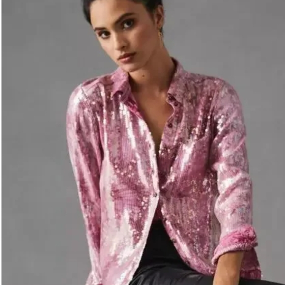 Pilcro Pink Sequin Top - Picture 2 of 6